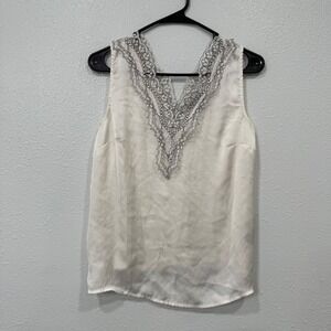 H&M‎ Women Cream Lace V Neck Sleeveless Top Shirt Size M